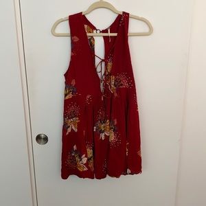 Free People Red Floral Mini Dress